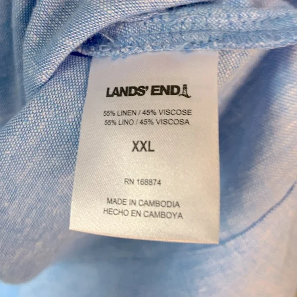 Lands End Coastal Grandma Linen Blend Blue Split Neck Tunic Size XXL - Picture 10 of 11